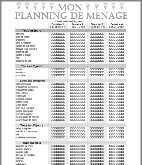 PLANNING MENAGE COMPLET